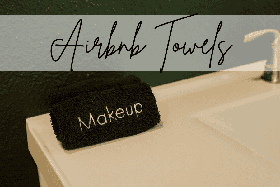 a black makeup towel in an airbnb bathroom